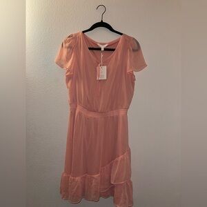 Lauren Conrad Peach Pleat Neck Dress